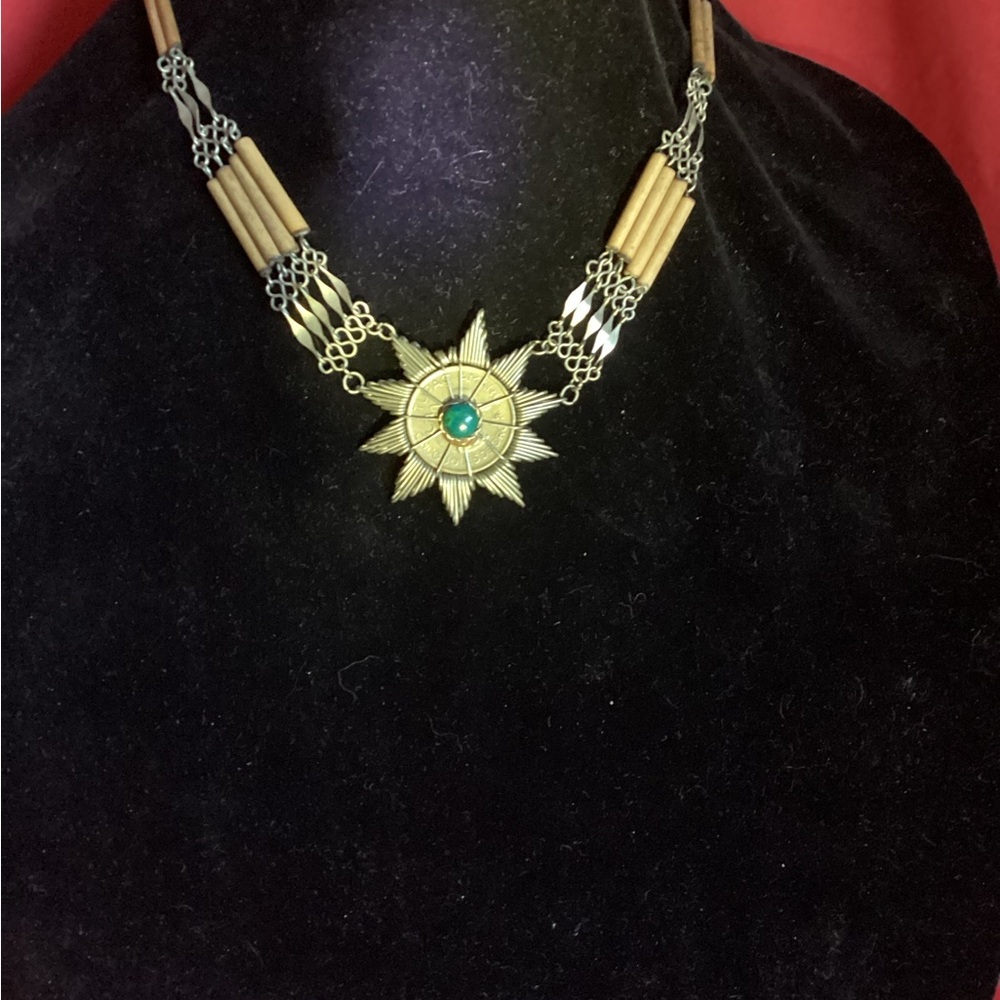 Peruvian Star Turquoise "Túpac Amaru" Pendant Bamboo Necklace